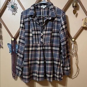 Simply Noelle Blue and White Plaid Button-Down Shirt